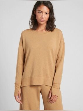 Athleta Tuscan Gold Multi Nep Speckled Balance Pullover Sweatshirt Top